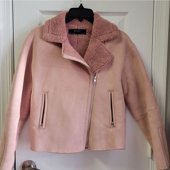 ZARA Pink Shearling Faux Suede Jacket XS - Picture 2 of 11